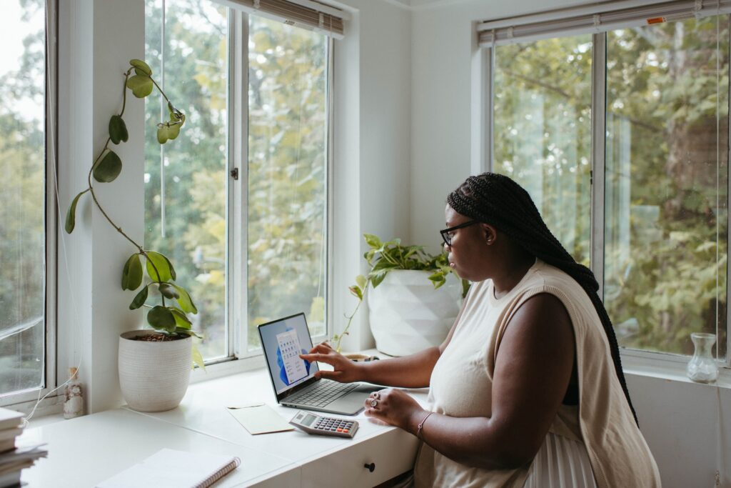 lady working from home on computer